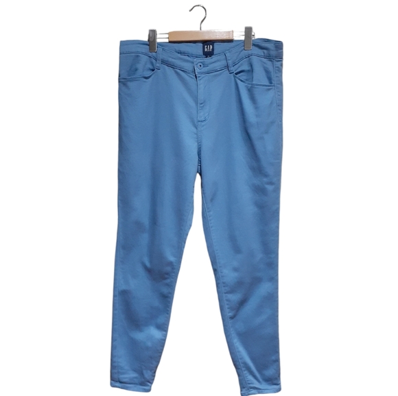 Gap Women's Cropped Ankle Pants Blue Slim Fit High Waist Stretch Cotton Size 14 - Picture 3 of 7